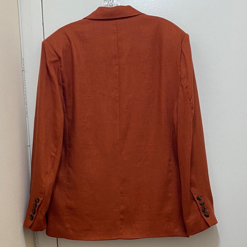 NWOT Farm Rio Single Breasted Linen Blazer In Brown Size S.(Oversized) - Picture 4 of 11